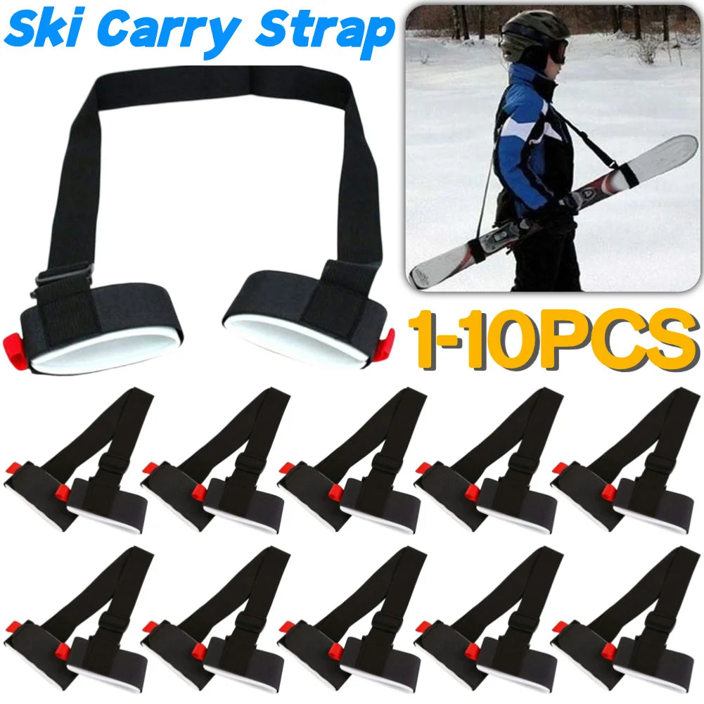 Ski and Pole Carrier Strap Adjustable Ski Shoulder Carrier Strap Portable Ski Holder Straps Skiing Accessories