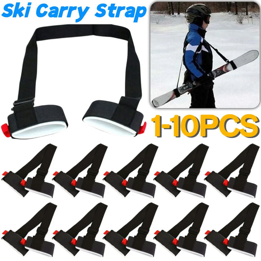 Ski and Pole Carrier Strap Adjustable Ski Shoulder Carrier Strap Portable Ski Holder Straps Skiing Accessories
