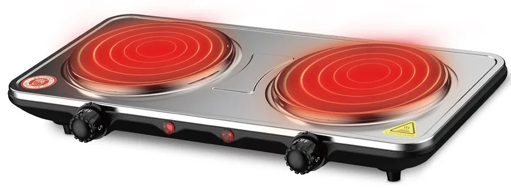 USA Double Head Electric Ceramic Stove Induction Cooker Double Oven Household High Power Stainless Steel Cookware 220V