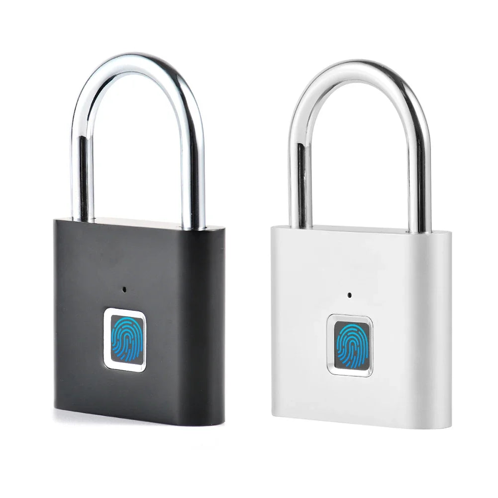 1PC Electronic Semiconductor Fingerprint Lock Smart Door Lock Rechargeable Security Padlock for Dormitory Home