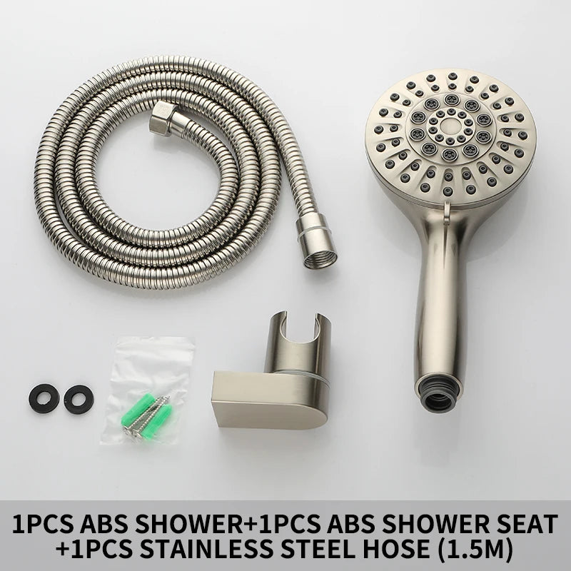 Shower Head Handheld Shower High Pressure Adjustable Spray Handheld Shower Heads Brushed Nickel Wall Mounted Shower Set 6 Jets