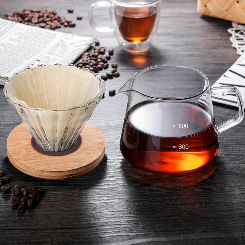 Coffee Server Glass Coffee Pot Heat Resistant Glass Kettle Sharing Pot 600/300ml Pour Over Coffee Espresso Maker Accessories
