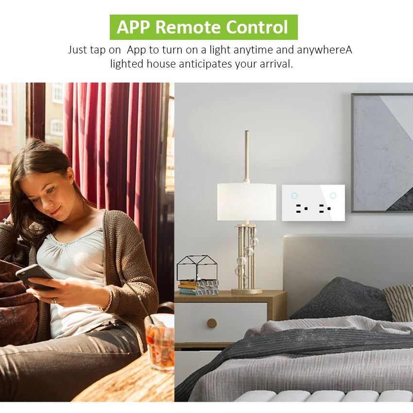 Melery WIFI Smart Wall Socket US Electrical Plug Outlet Power Monitoring Touch Switch Wireless Remote,Alexa Google Home Kitchen