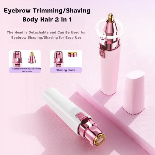 2 in 1 Electric Eyebrow Trimmer Painless Eye Brow Epilator For Women Makeup Mini Razors Portable Facial Hair Removal Shaver