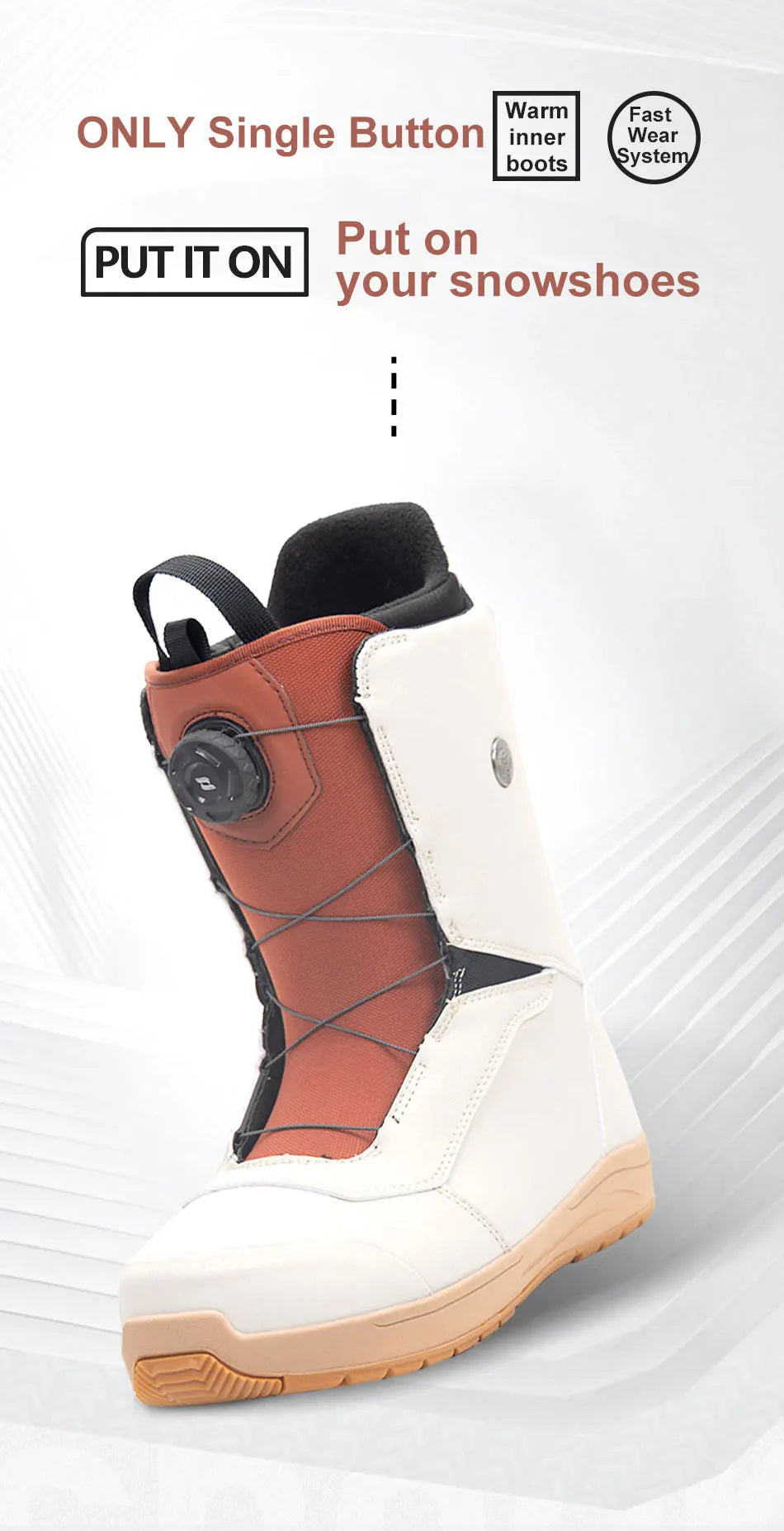 TERROR ONLY Quick Lacing Snowboard Boots FITGO System Single Dial Warm Waterproof Anti-Slip Shoes Men Women