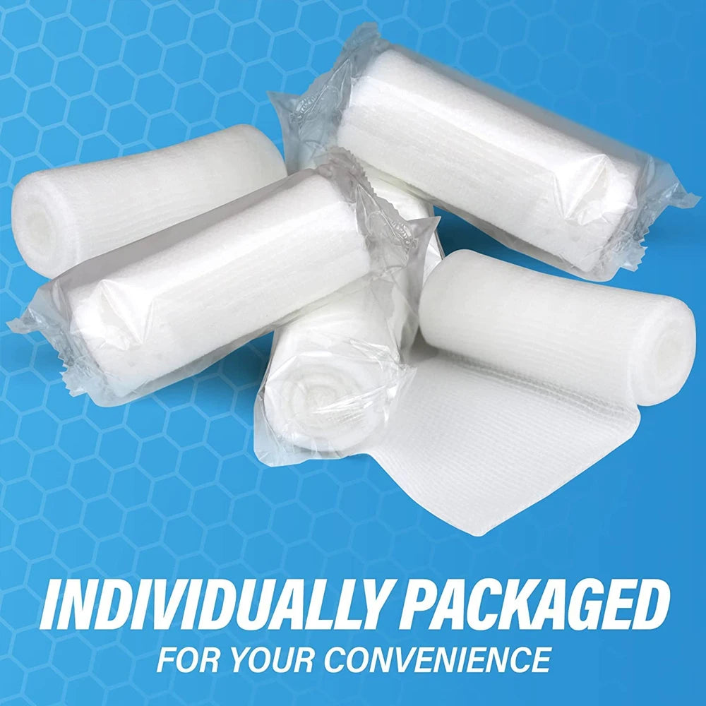 1Roll Gauze Bandage Rolls, Disposable Elastic Bandages, Breathable Cotton Wound Care Dressing Gauze Nursing Survival Kits