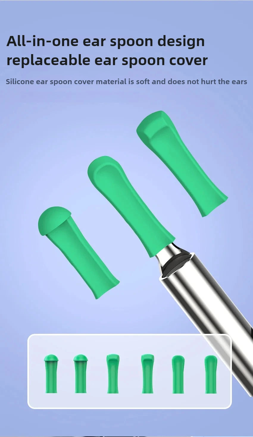 1-9pcs/Set Visual Ear Cleaner with Camera Ear Sticks USB Charging Ear Wax Removal Tool WIFI Connection 6 LED Lights Earpick