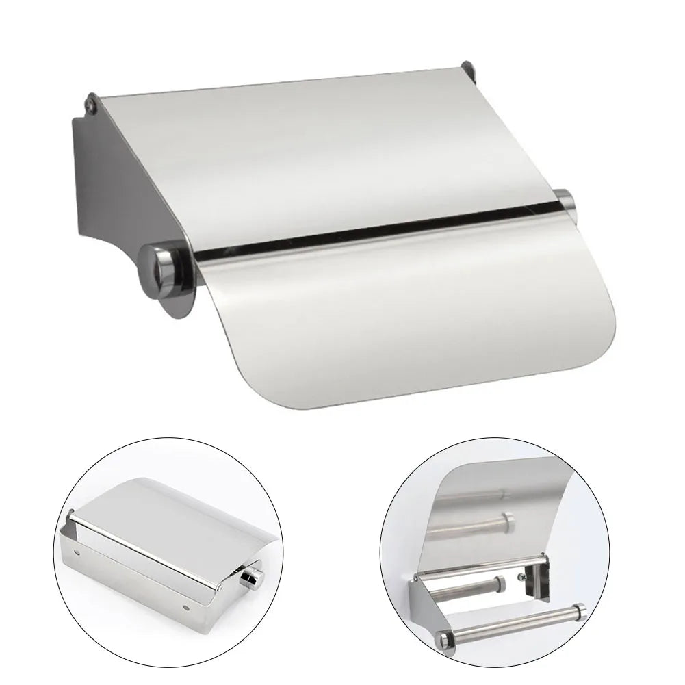 Toilet Roll Paper Holder Organizer Wall Mount Storage Stand Kitchen Bathroom No Drill Paper Stand Tissue Dispenser