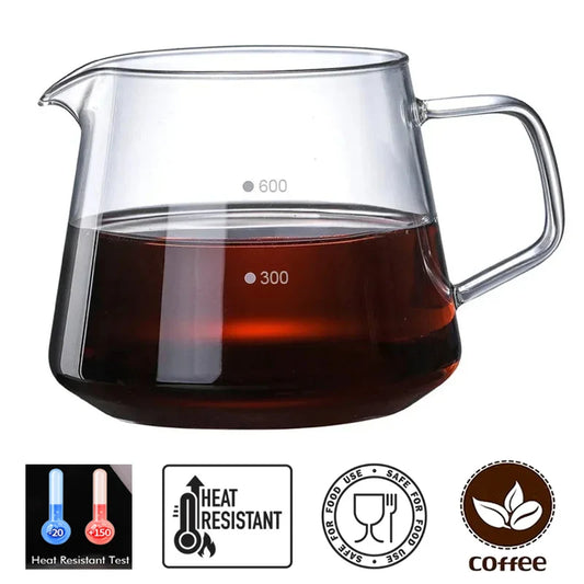 Coffee Server Glass Coffee Pot Heat Resistant Glass Kettle Sharing Pot 600/300ml Pour Over Coffee Espresso Maker Accessories