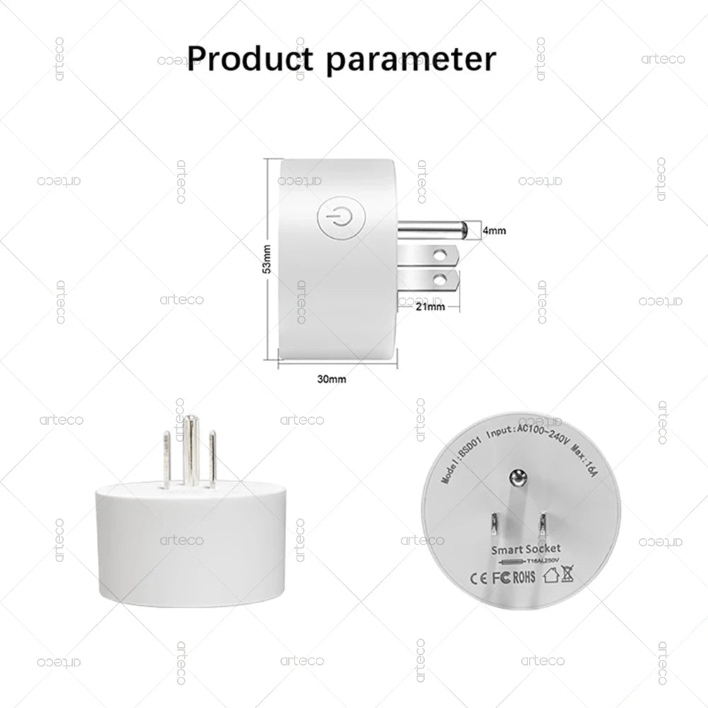 Tuya 16A Smart Plug Zigbee WiFi Socket US Standard Canada Mexico Power Monitoring Timing Function Works With Alexa Google Home