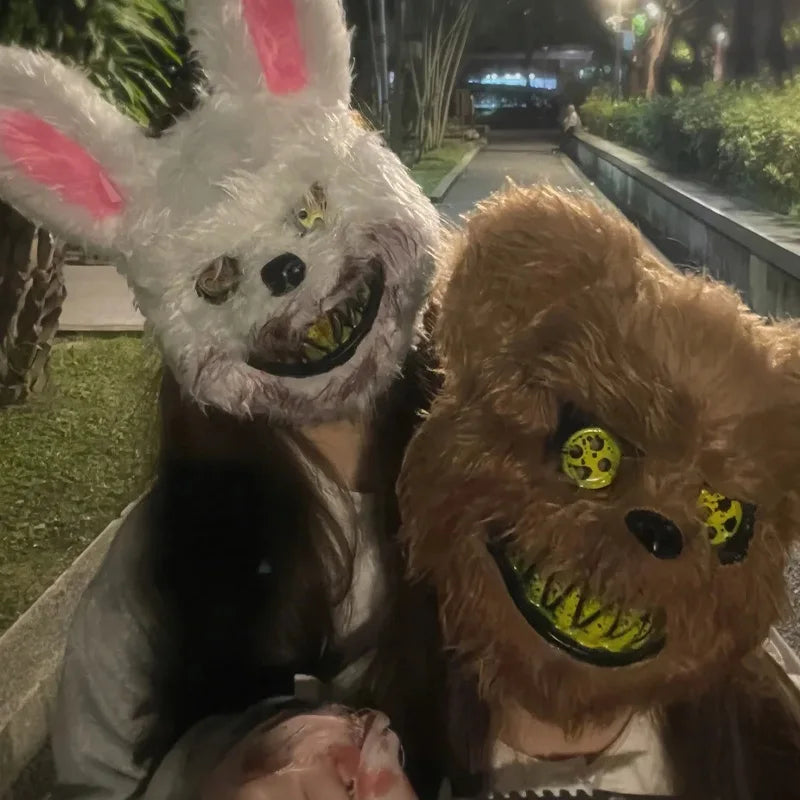 Cartoon Bear Rabbit Halloween Cosplay Face Mask Fancy Party Stage Make-up Scary Head Cover Carnival Costume Prop Masquerade Mask
