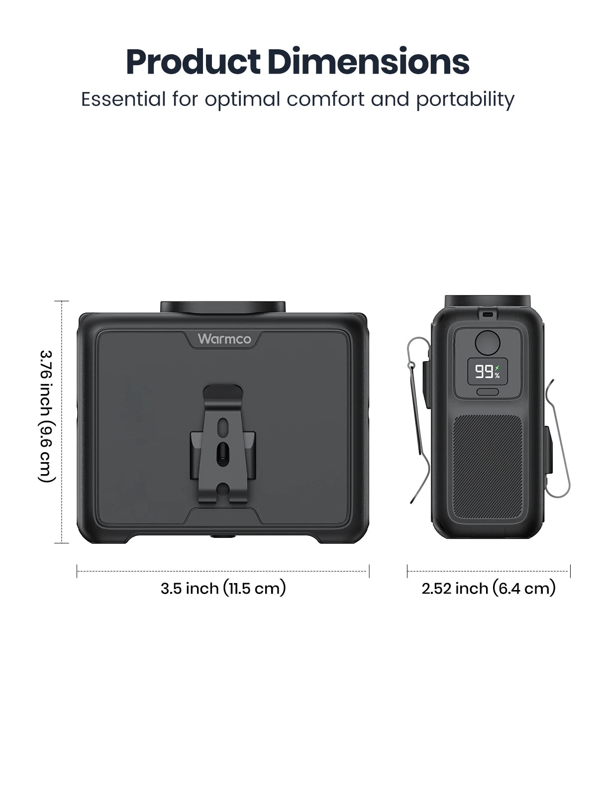 Warmco 20000mAh Portable Neck Waist Fan 72H Battery 4Speeds 15000RPM Clip On Wearable Belt Cooling Fan LED Flashlight Power Bank