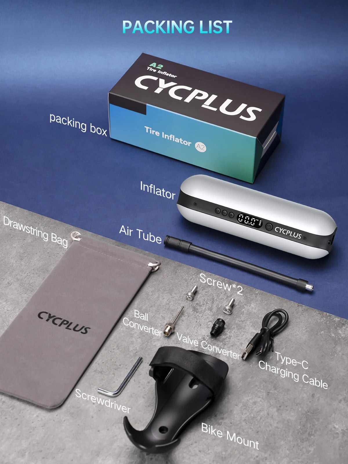 CYCPLUS Smart Air Pump Bicycle Accessories High Pressure Portable Inflator Power Bank Hand Pump for Bike Car Tyre MTB Foot Ball