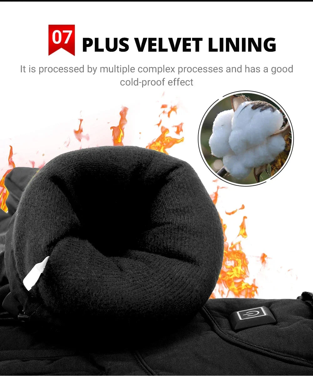 Electric Heated Gloves Thermal Heat Gloves Winter Warm Skiing Snowboarding Hunting Fishing Waterproof Heated Rechargeable Gloves
