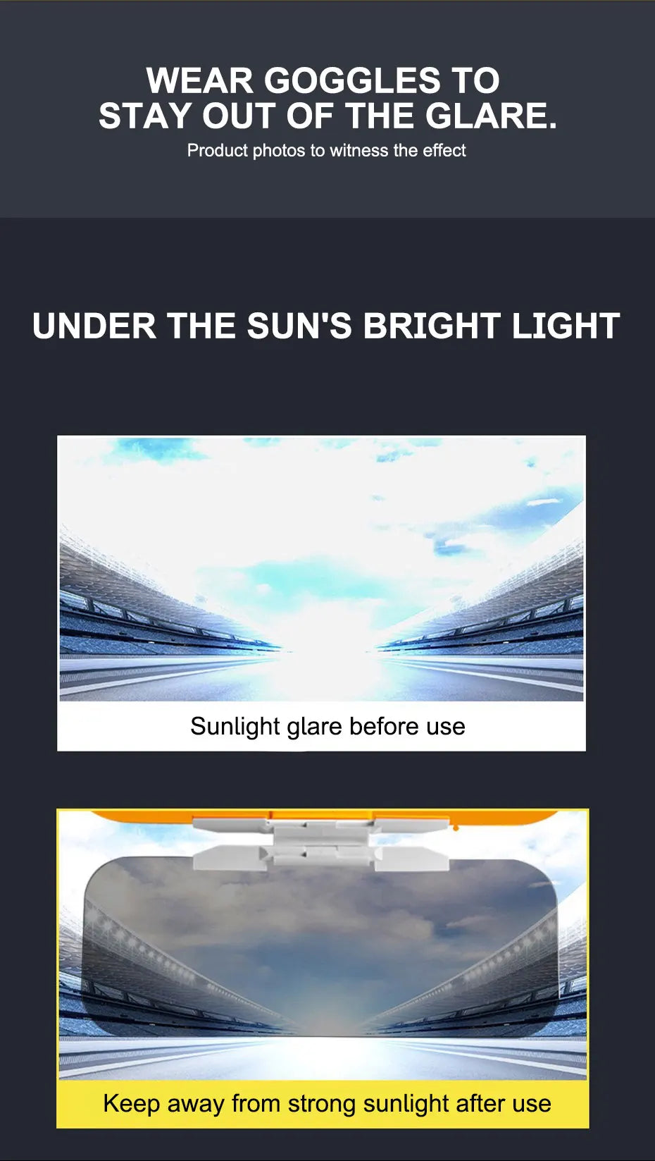 SEAMETAL Car Sun Visor HD View Day and Night Car Anti-glare Sun Visor Sun UV Blocked Clearly View Safety Driving Accessories