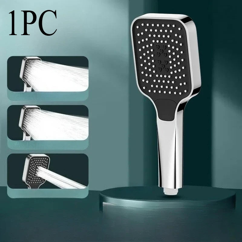 1pc Large Area Shower Spray Silvery Head with 3 Adjustable Modes,High-Quality High-Pressure Water-Saving Flow Shower Faucet