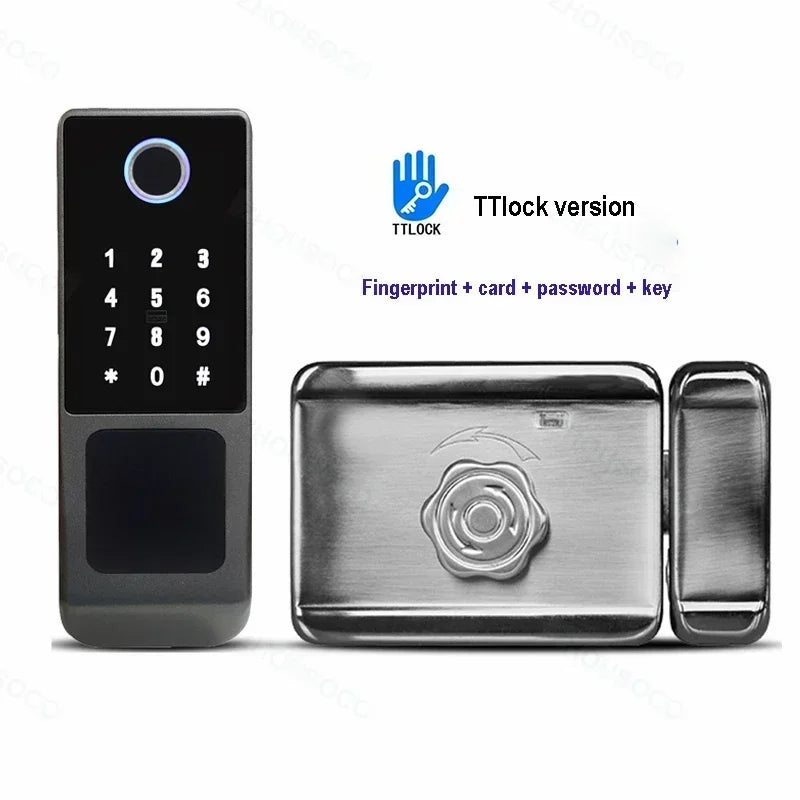 Tuya Wifi Waterproof Outdoor Smart Door Lock TTLock App Fingerprint Lock Card Code Remote Unlock Keyless Digital Electronic Lock