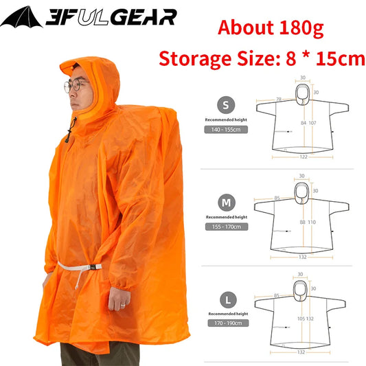 3F UL GEAR Sleeve Raincoat Lightweight Windproof and Waterproof PU5000mm 3D Silicon Coating Fabric About 180g Nylon Polyester
