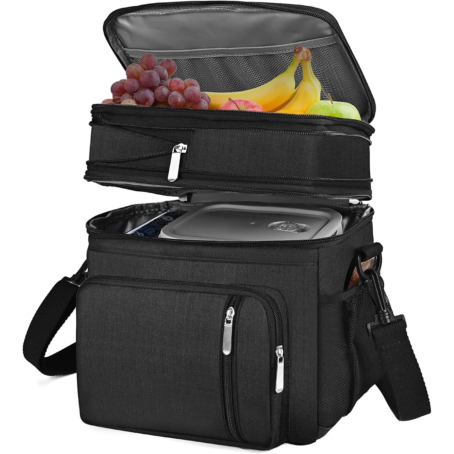 Fashion Double Layer Insulation Bento Lunch Bag Portable Large Capacity Picnic Cooler Ice Pack Waterproof Food Thermal Lunch Box