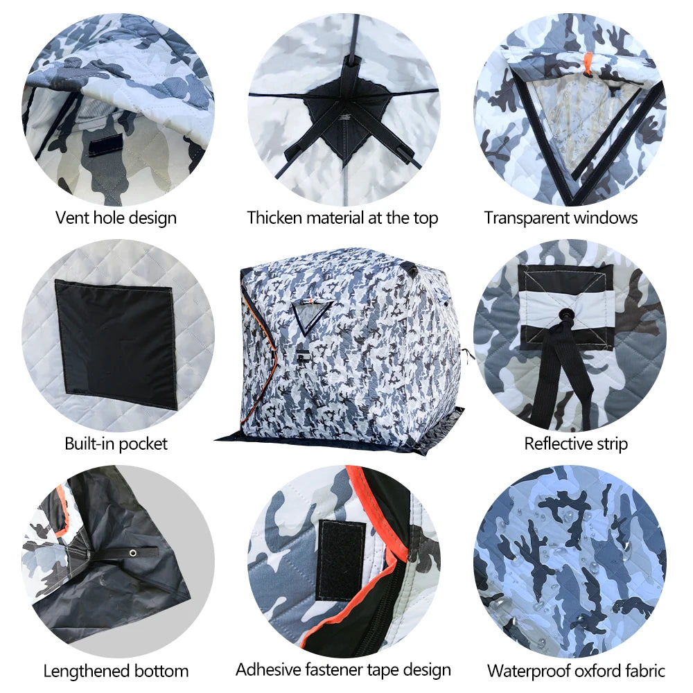 Outdoor Ice Fishing Tent Equipment Winter Fishing Thickened Cotton Quick-Open Quilted Warm And Cold-Proof Four-Person House