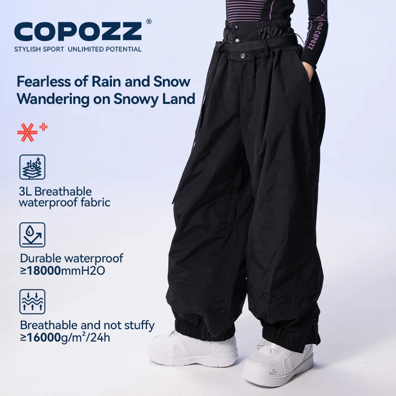 COPOZZ Brand Winter 3L Male Ski Pants Outdoor Sports Permeable Windproof Waterproof Female Snow Pant Warm Ski Snowboard Trousers