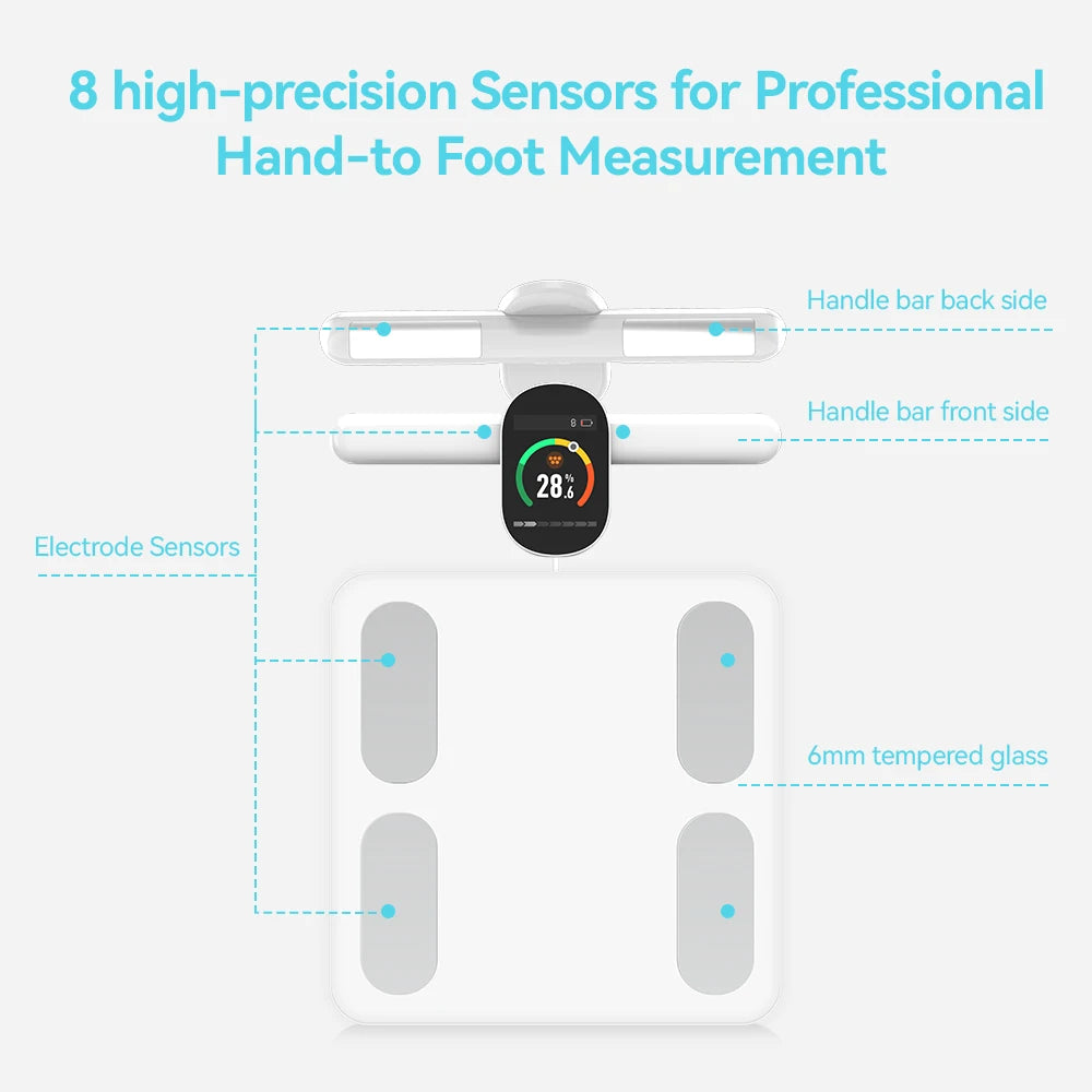 Fitdays Home Smart Bioimpedance Scale 8 Electrode Body Fat Scale Weight Balance Scale Smart Body Composition Scale