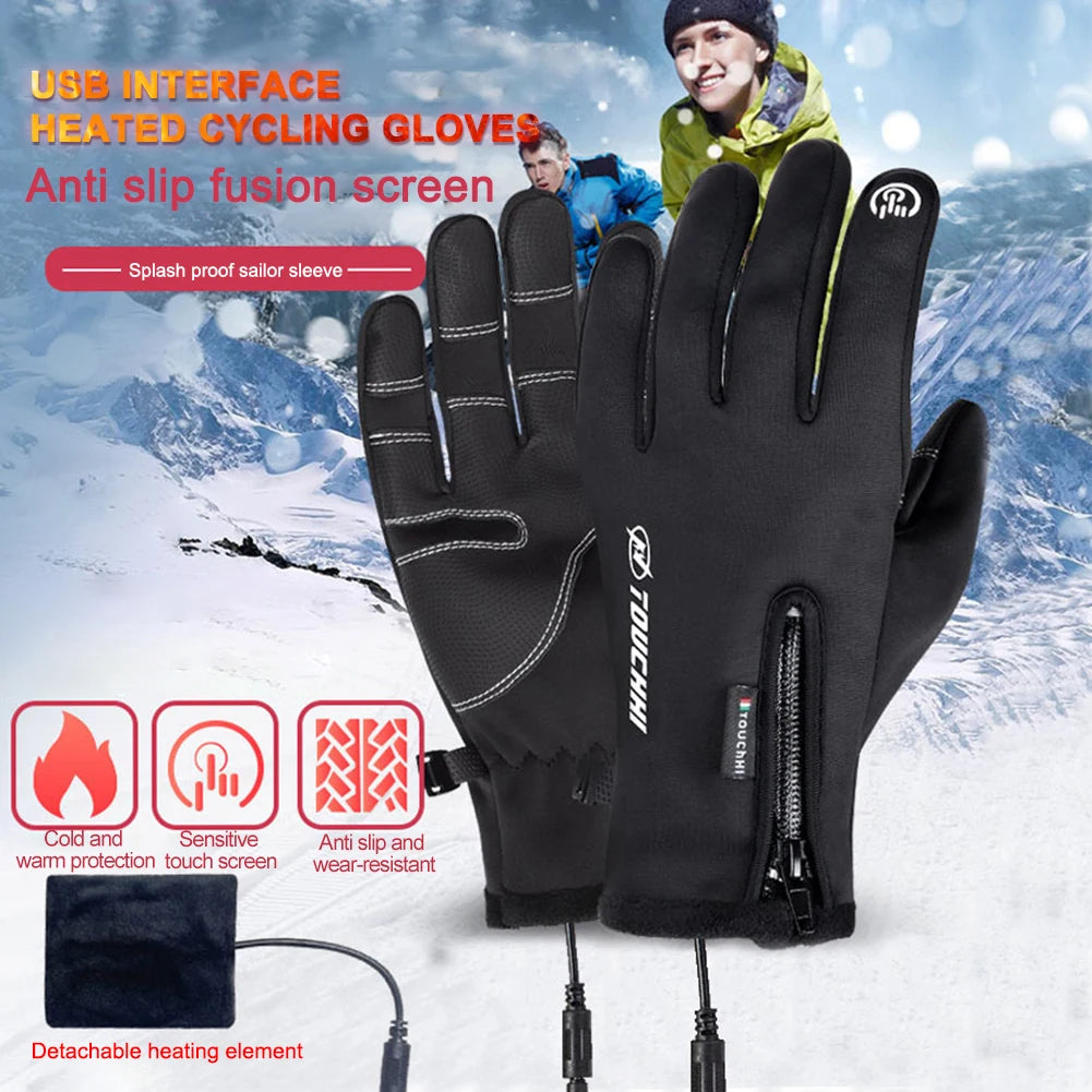 USB Touch Screen Gloves Electric Heated Hand Warmer Winter Ski Gloves for Cycling Running Driving Hiking Walking for Women Men