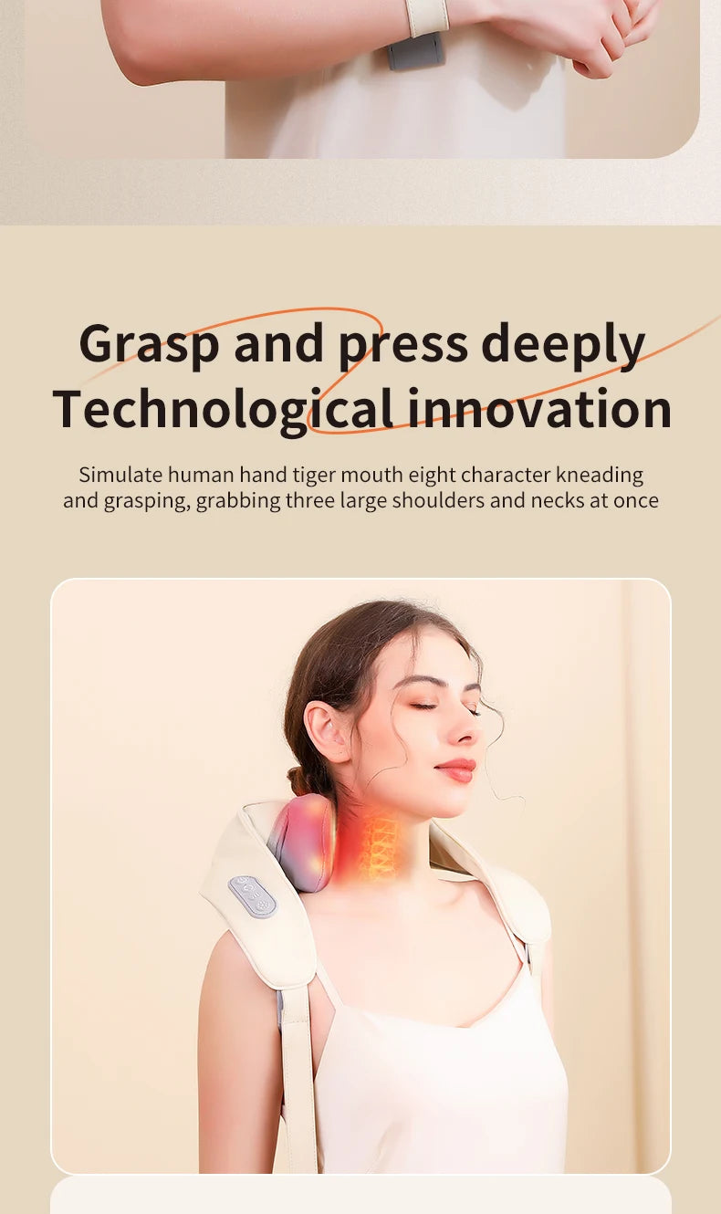 Wireless Electric Shoulder Massager Air Compress Kneading Multifunctional Neck Massager Shawl Massaging Muscle Relaxing