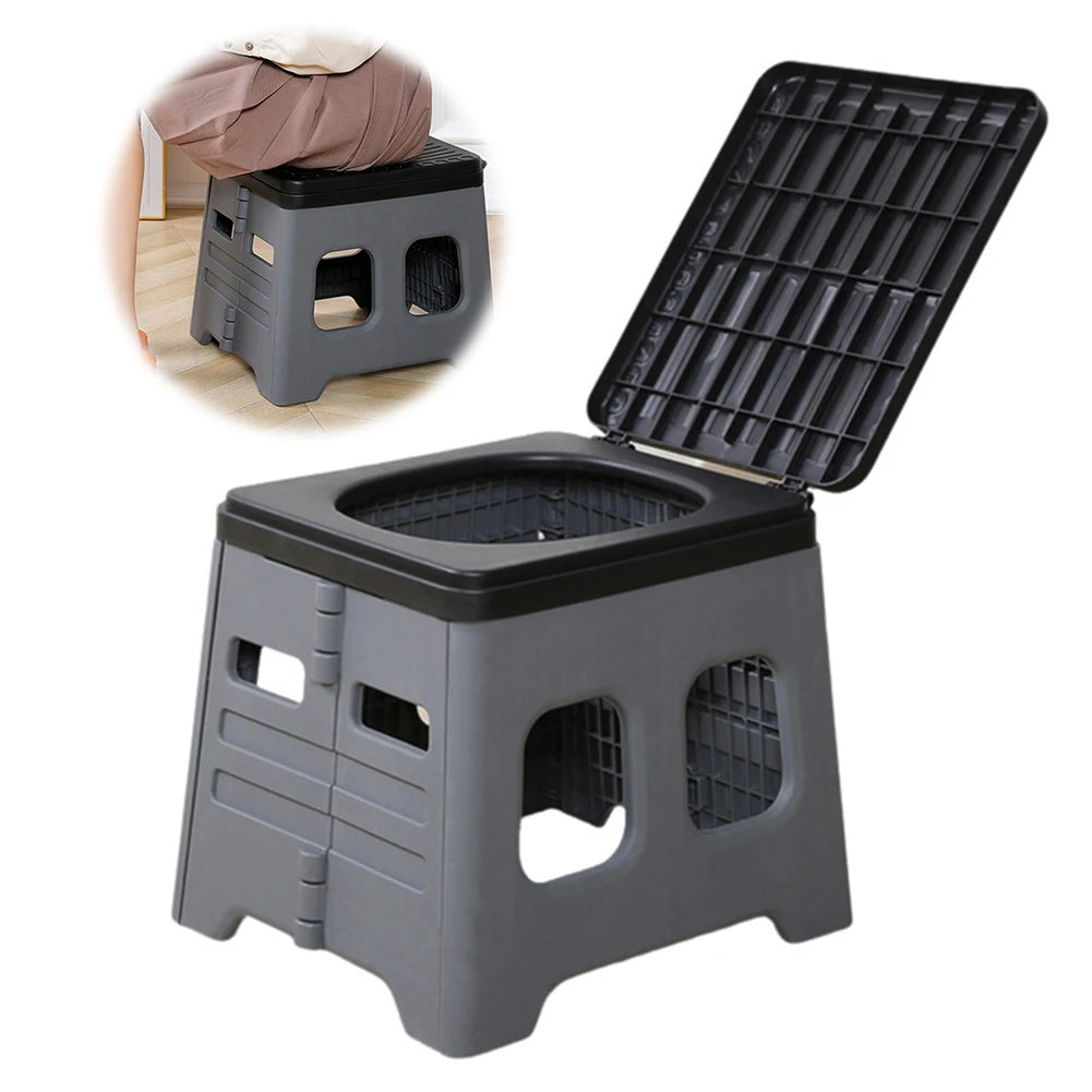 Portable Camping Toilet with Lid Foldable Outdoor Camp Toilet Multifunctional Folding Truck Toilet for Emergencies Car Outdoor