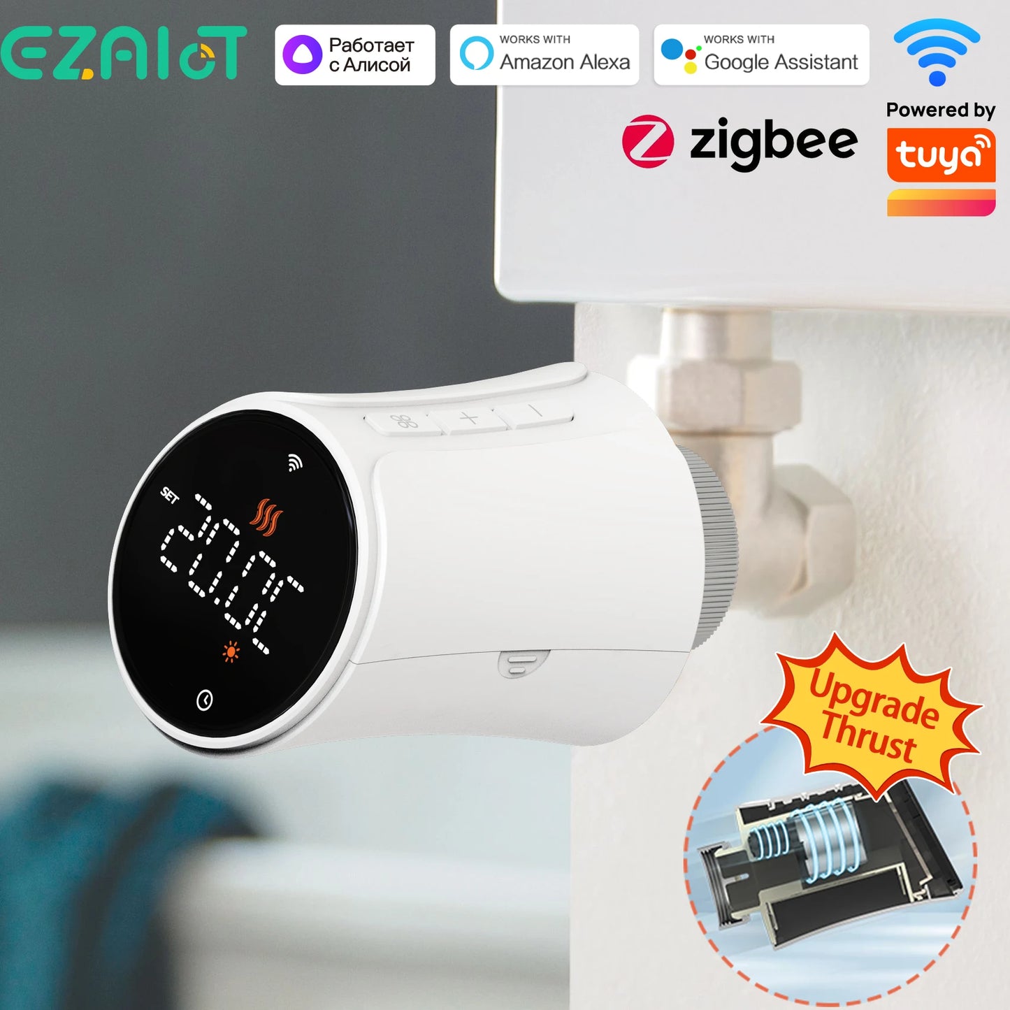 EZAIOT Tuya ZigBee Smart TRV Thermostatic Valve Thermostat Radiator Actuator Temperature Controller Voice Alexa Google Home Alic