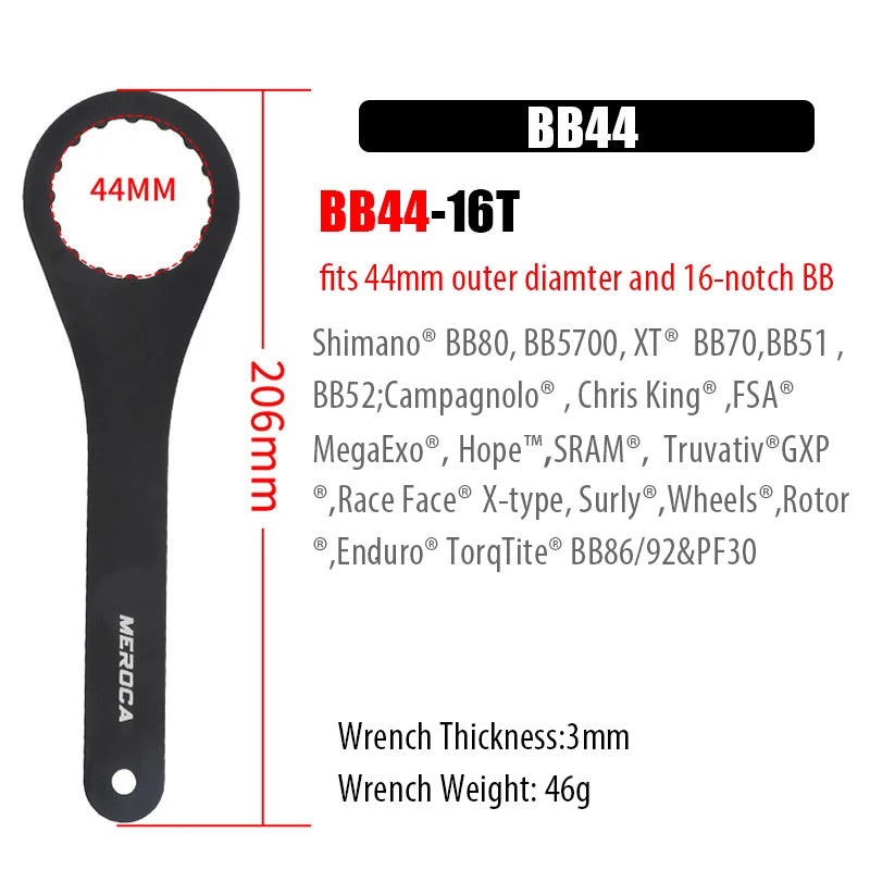 Bicycle Bottom Bracket Wrench Spanner Bike BB Wrench Removal Installation Tool Remover BB39 BB44 BB46 BB40.5 16/24 Notch