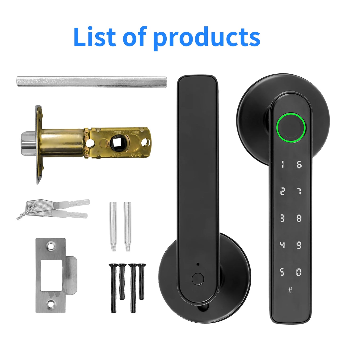 Tuya Smart Door Lock Fingerprint Password Key App 4-in-1 Unlock Electronic Digital Handle Lock Apartment Home
