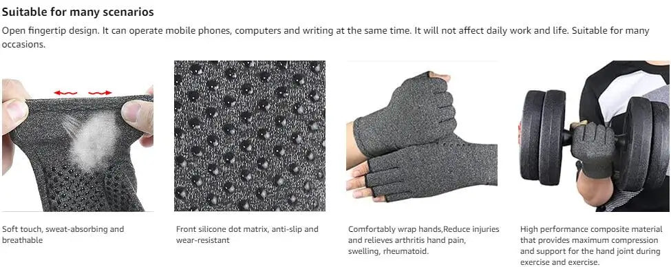 1 Pair Anti Arthritis Health Compression Therapy Gloves Rheumatoid Hand Pain Wrist Rest Sport Safety Glove Comfortable