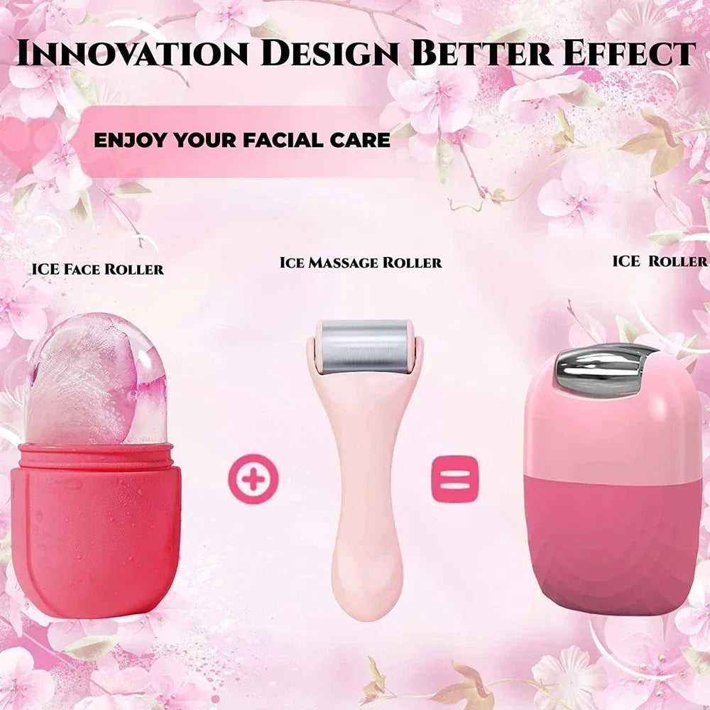2In1 Silicone Ice Facial Roller Skin Care Beauty Lifting Contouring Tool GuaSha Roller Puffiness Skin Care Beauty Treatment Tool