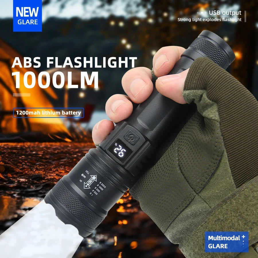 Mini LED Flashlight 1000LM USB Rechargeable COB Work Lights IPX4 Waterproof Keychain Light Lantern for Outdoor Camping Hiking