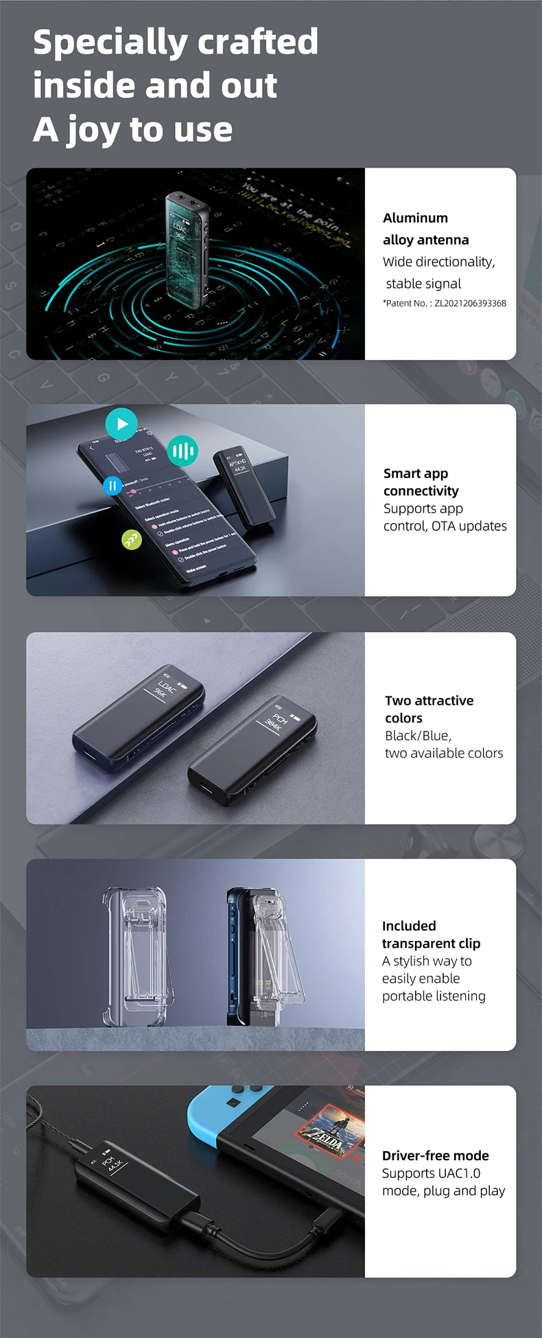 FiiO BTR15 Bluetooth 5.1 Headphone Amplifier DSD256 Receiver LDAC/aptX Adaptive with 3.5mm/4.4mm