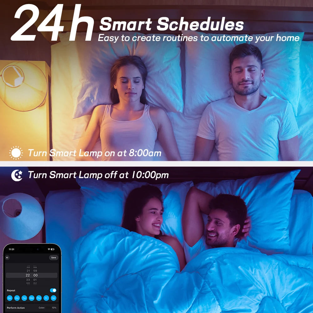 220V 110V WiFi Smart LED Bulb 9W 10W E27/E26 RGB+CCT Indoor Light Alexa Google Home Together APP Timing Dimming
