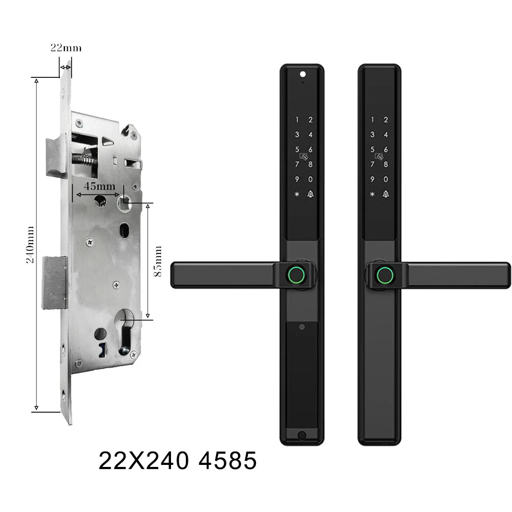 Waterproof Sliding Door Smart Lock Tuya WiFi Fingerprint Digital Code RFID Card Anti-Lock Aluminum Double-Side Electronic Lock