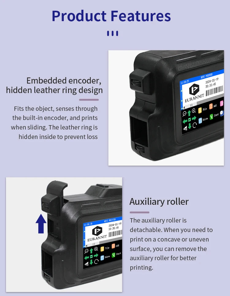 EURANNIT E98 0.5Inch Portable Mini Printer 2.8inch Touchscreen Inkjet Printer Expire Date QR Barcode Logo Label Printing Machine