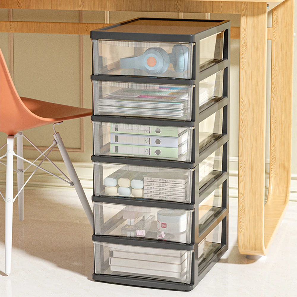 2-6Layers Medium Desktop Storage Box with Drawer Heightened Table Organizer Plastic Office storage cabinet  for home Stationery