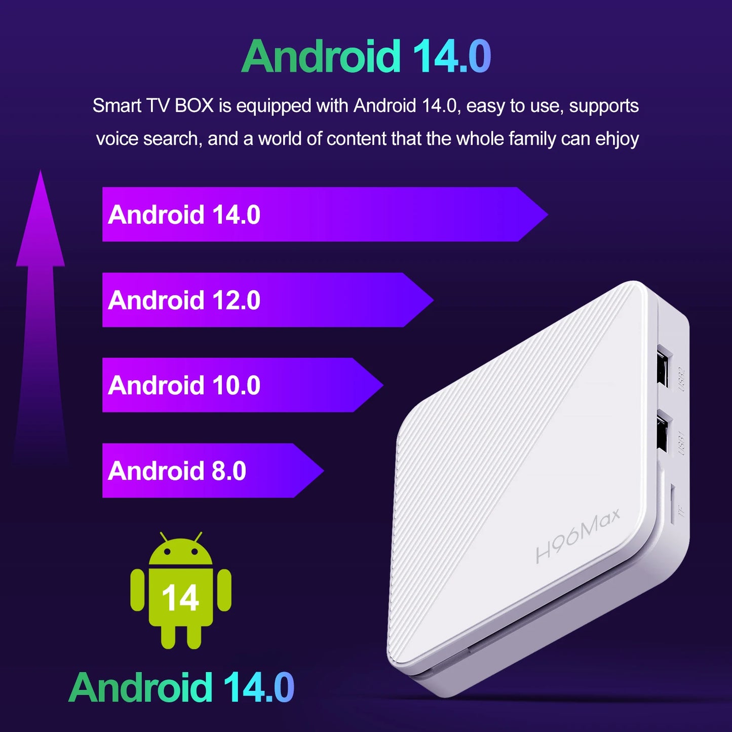 Newest H96 MAX H313 Smart TV Box Android 14 2GB 8GB 16GB Wifi6 BT 4K HD Google Voice Media Player AV1 Set Top BoxStreaming & Home Media PlayersGoWisse.com