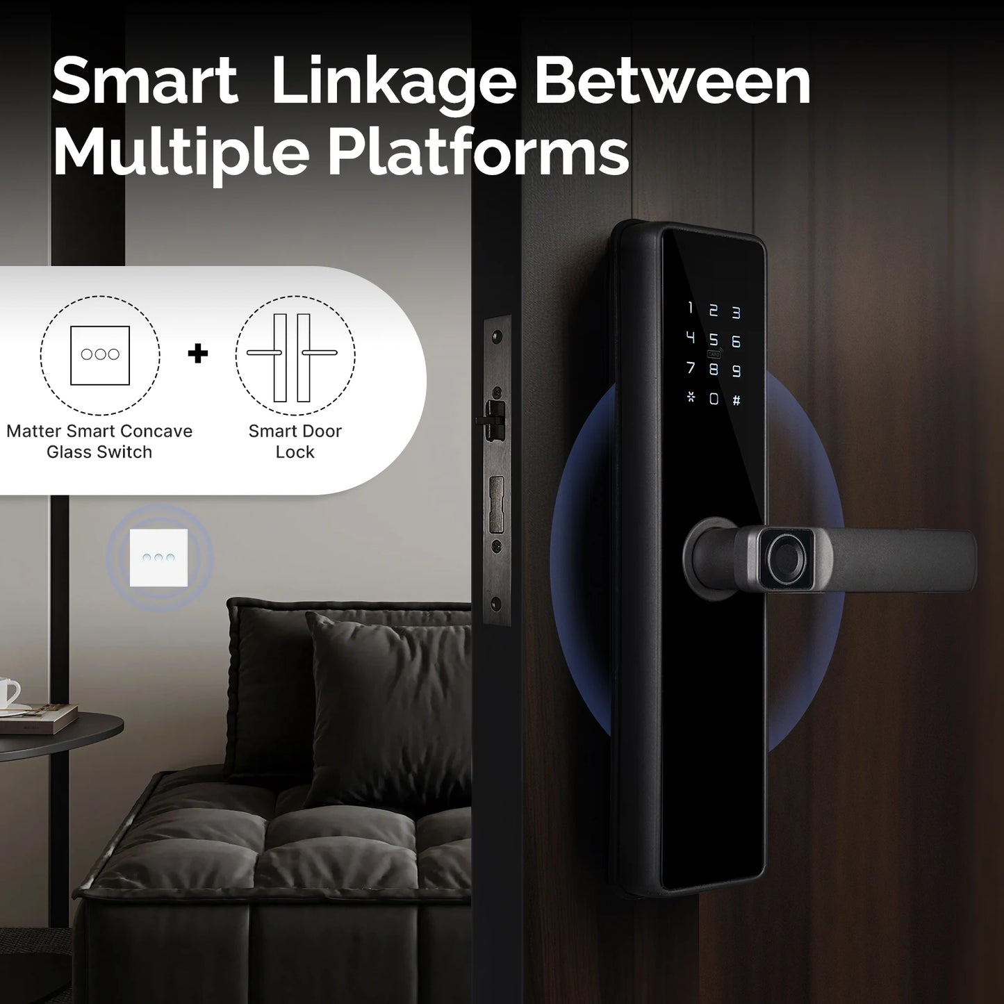 MOES Matter Tuya WiFi Smart Concave Glass Panel Light Switch Neutral Wire Required Compatible with Alexa Google Home SmartThings