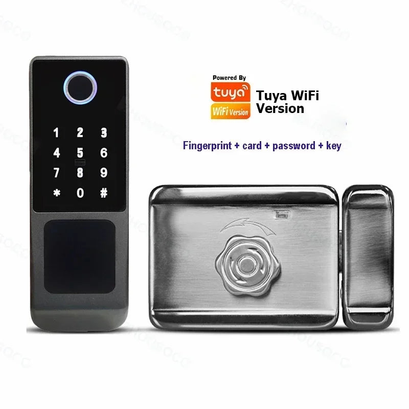 Tuya Wifi Waterproof Outdoor Smart Door Lock TTLock App Fingerprint Lock Card Code Remote Unlock Keyless Digital Electronic Lock