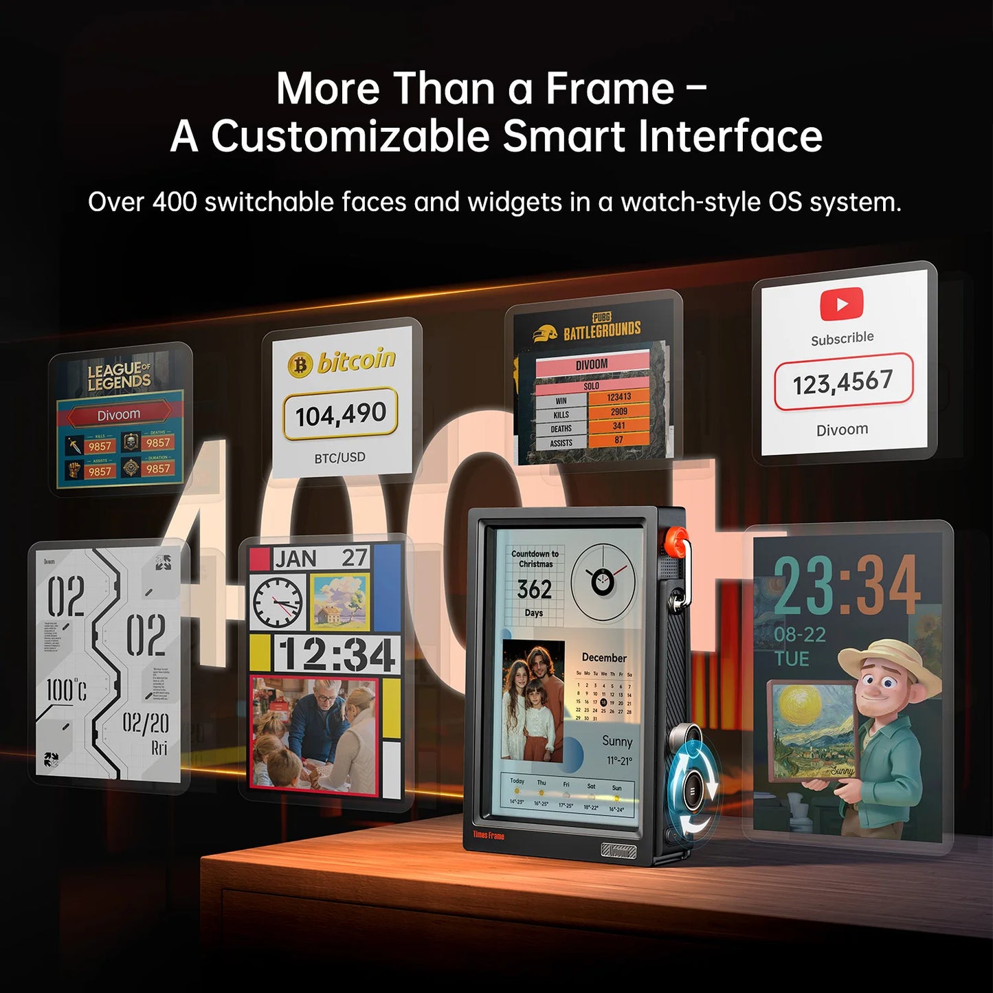 Divoom Times Frame Smart HD Screen | 10.1" DIY Digital Clock | Crypto Stocks Weather Calendar | Tech Gift Desk SetupPicture FramesGoWisse.com