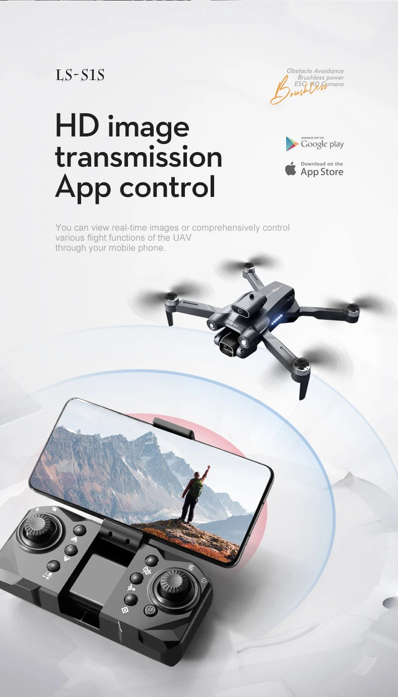 Popular S1S drone 8K high-definition dual camera brushless motor four axis foldable obstacle avoidance aircraft children's toy