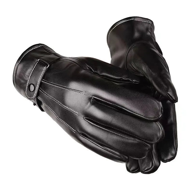 Fashion Touch Screen Faux Leather Gloves Winter Fashion Warm Windproof Sports Cycling Riding Gloves Perfect Men Gifts