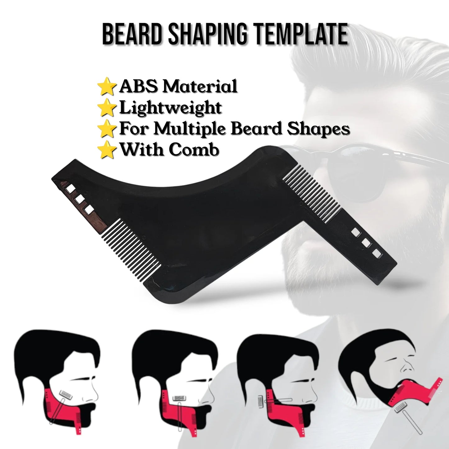 Gracemen Beard Kit - 6 in 1 Grooming Set for Men - Beard Template & Brush & Comb & Case & Straight Razor & Scissors & Travel Bag