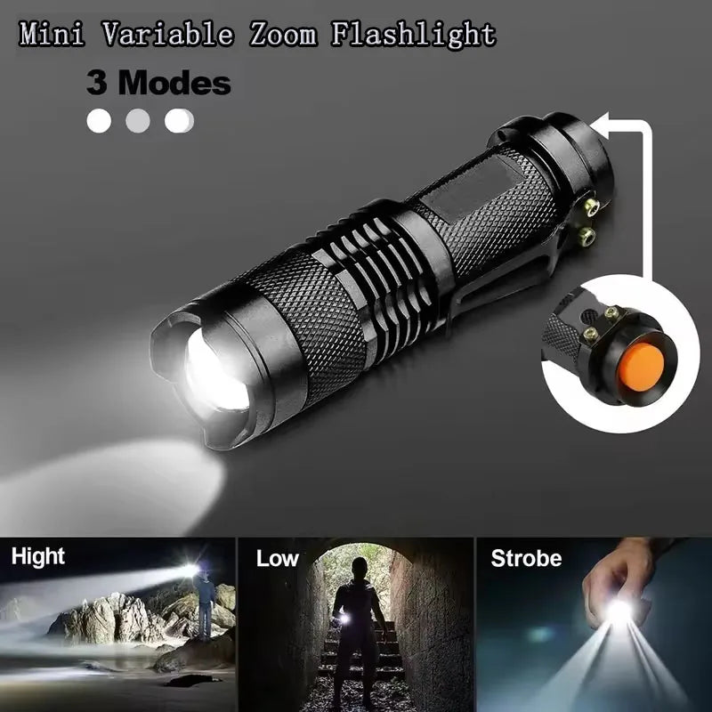 Portable LED Camping Lamps Tactical Flashlights 3-Mode Handheld Powerful LED Torch Light Lanterns Self Defense