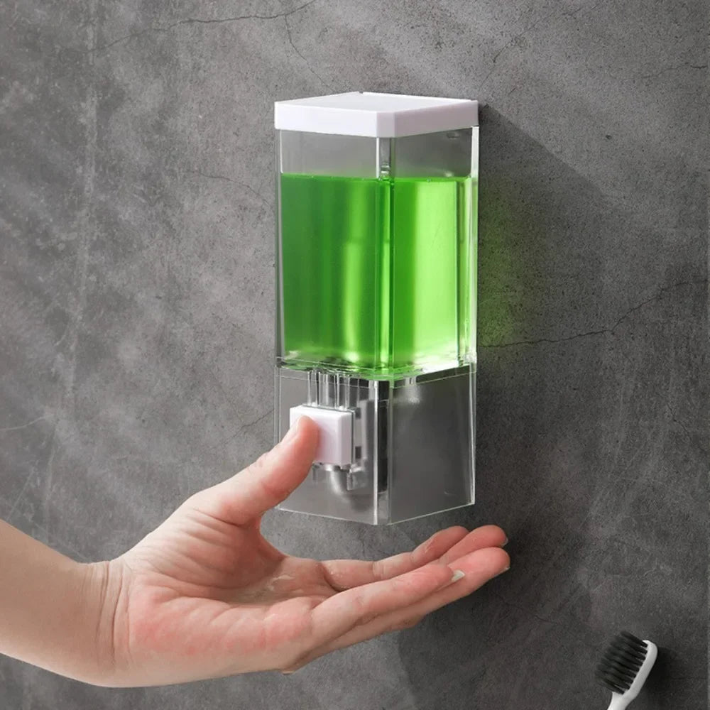 Non-punching Manual Press Soap Dispenser Bathroom Wall Hanging Traceless Paste Disinfectant Bottle Transparent Soap Dispenser
