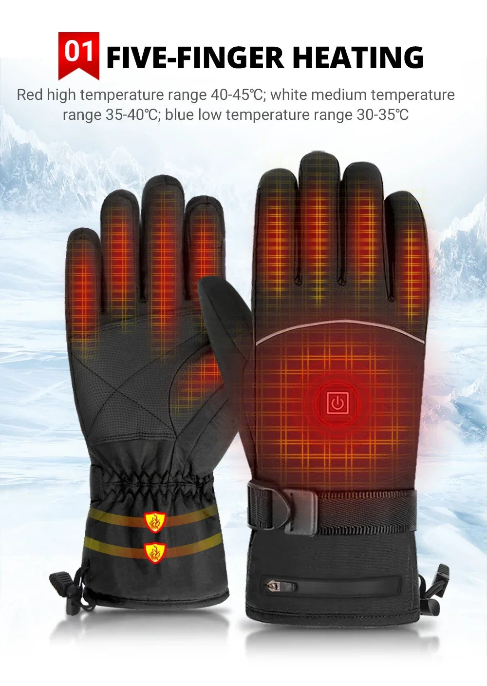 Electric Heated Gloves Thermal Heat Gloves Winter Warm Skiing Snowboarding Hunting Fishing Waterproof Heated Rechargeable Gloves
